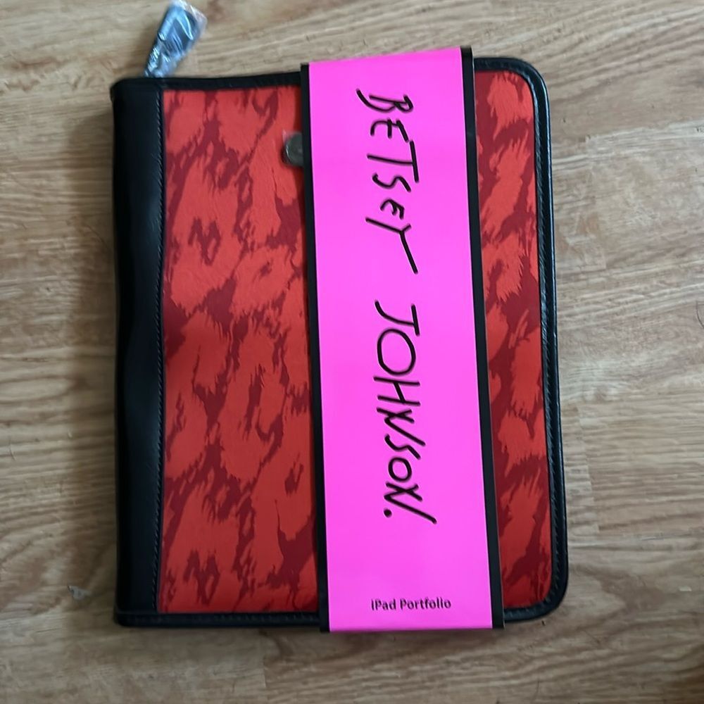 Betsey Johnson Red/Black "Punk Rock" Zip Close Tablet Case